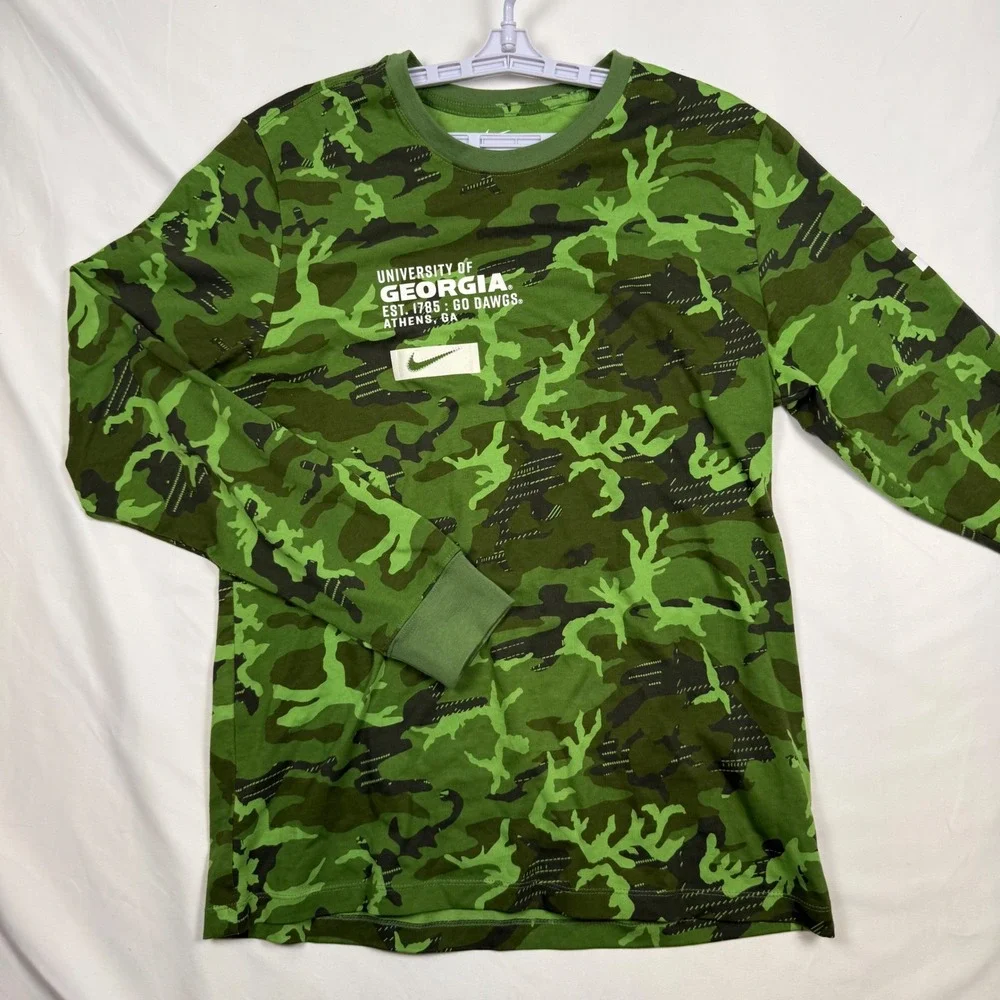 Nike University of Georgia Bulldogs Camo Long Sleeve Tee Green Mens Large